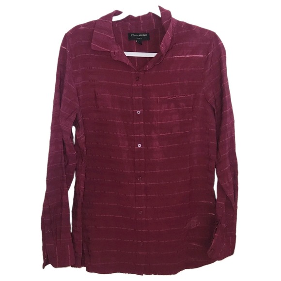 Banana Republic Tops - Banana Republic Textured Burgundy Button Up Shirt 
LARGE